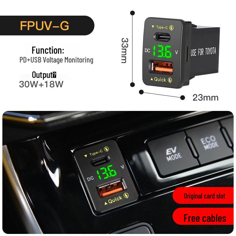 48W QC3.0 Fast Charge Type C Car Charger for Toyota