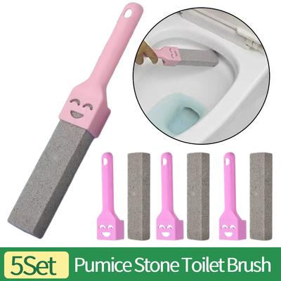 5Sets Limescale Rust Stain Dirt Remover Brush with Handle Floating Stone Toilet Brush for Cleaning Bathroom Tiles Sink Pool Tub