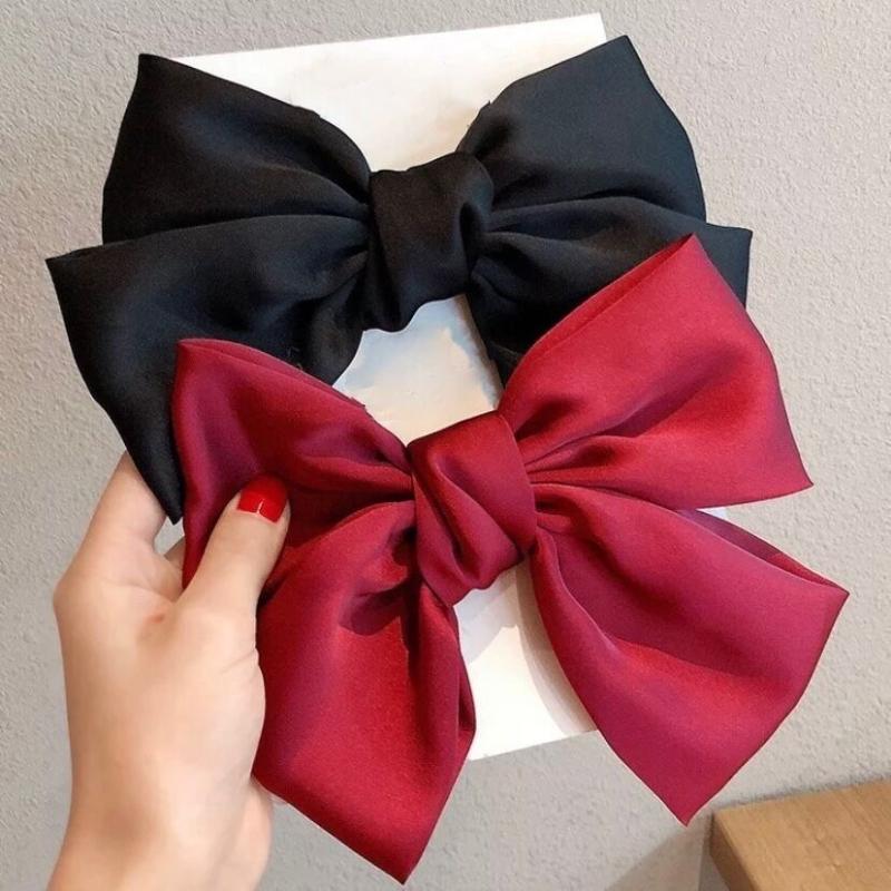 Fashion Large Ribbon Bow Hair Clips For Women Trendy Satin Bowknot Hairpins Cute Ponytail Barrettes Ladies Hair Accessories Gift
