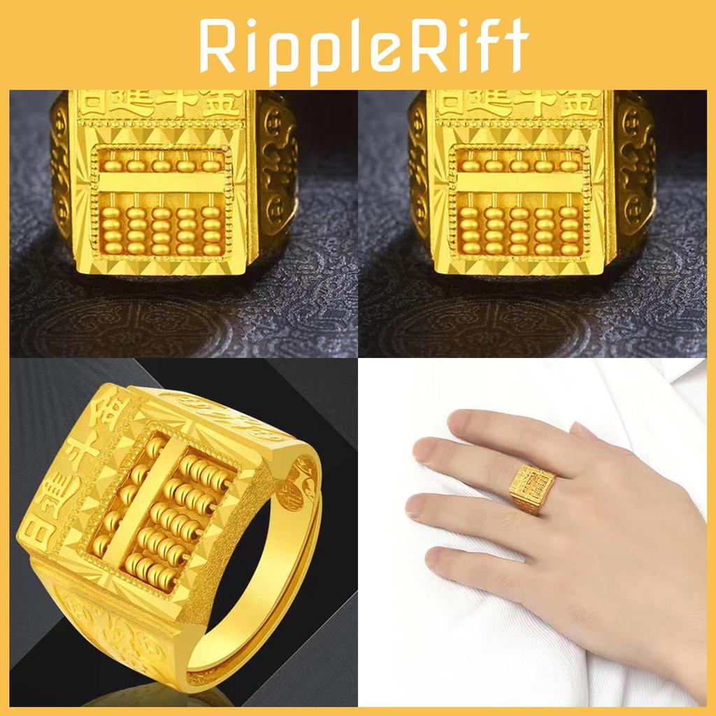 Premium Quality Gold Plated Brass Abacus Ring With Sleek Geometric Style
