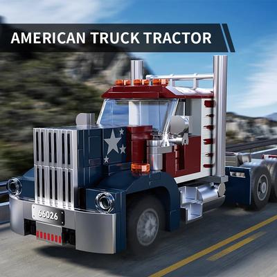 268 STÜCKE Amerikanischer LKW-Kopf Bausteine Kreativer Verbindbarer Container Auflieger Modell Steine DIY Spielzeug Für Kinder Weihnachtsgeschenke