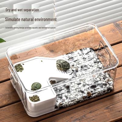 Eco-Friendly Turtle Tank with Basking Platform – Compact Reptile Habitat for Desk or Living Room