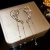 Elegant Rhinestone Flower & Water Drop Tassel Earrings - High-End Fashion Ear Cuffs