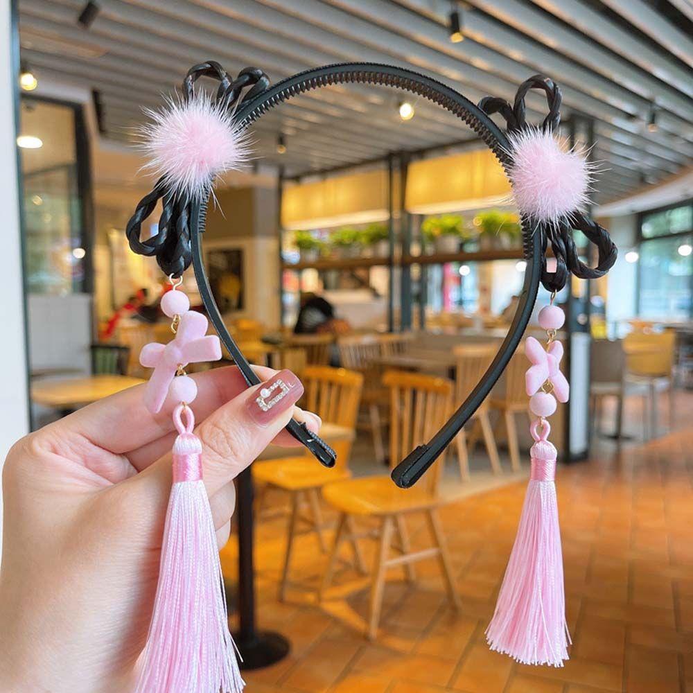 Pearl Bow Tassel Hanfu Hair Hoop Children's Headband Chinese Style Hair Band New Year Headress