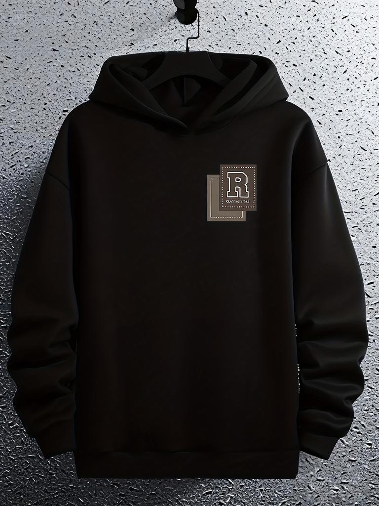 Hoodie Casual Hooded Sweatshirt with R Logo Print