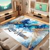 Octopus Sea Life Theme Crystal Velvet Floor Rug Personalized Custom Name Text Warm Carpet Home Decoration