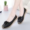 New Women's Single Shoes Cowhide Soft Sole Mother Shoes Summer Hollow Flat Leisure Bean Shoes