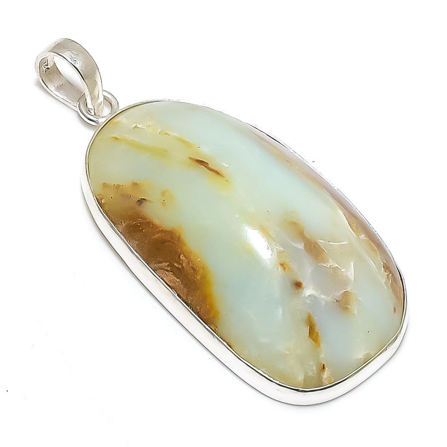 Chrysoprase Gemstone Handmade 925 Steling Silver Jewelry Pendant 2.21" SU-9643