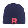 Letter R Team Rocket Logo  Warm Knitted Cap Winter Knit Bonnet Hat Skullies Beanies Hip Hop Caps for Unisex