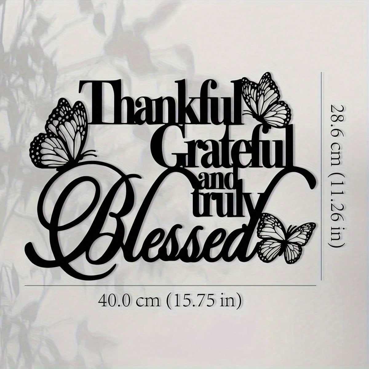 

Gratitude Metal Wall Art with Butterfly Floral Design Durable Outdoor Indoor Decor Gift 40x28.6
