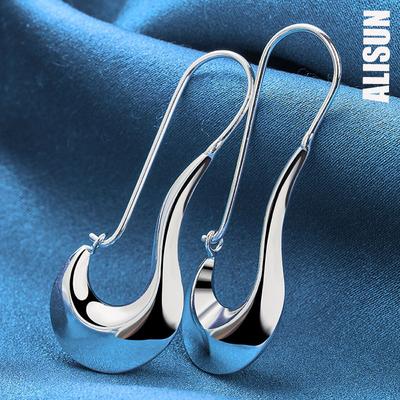 925 Sterling Silber Schöne geometrische Piercing Ohrringe modischer Hochzeitsschmuck