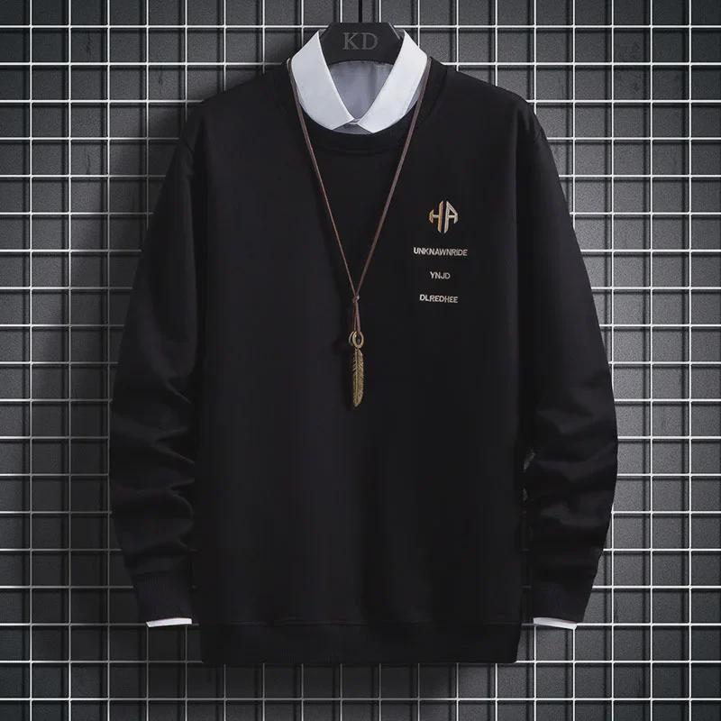 2021 Men's Autumn Embroidered Long Sleeve Round Neck T-Shirt Sweater