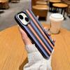 Fashion Two Tone Stripe Phone Case For Iphone 17 Air 16 16e 15 14 11 13 12 Pro Max Aesthetic Shockproof Leather Vintage Cover