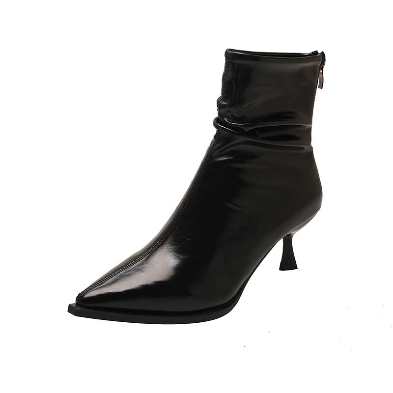 

Модные и высококачественные ботильоны на высоком каблуке 2025 года, женские ботинки на каблуке, новые дизайнерские ботинки для вечеринок зимы 2025 года 40 чёрный