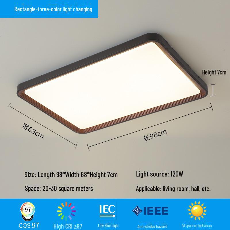 Walnut Wabi-Sabi Ceiling Lamp: Eye-Friendly Full Spectrum Lighting for Living Room, Bedroom, or Study.