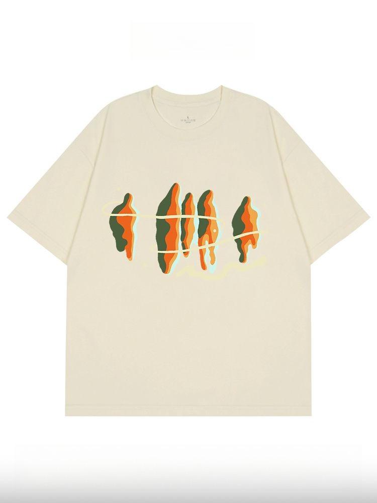 2026 New Abstract Style American Retro Like Girl Print Mens and Womens Short Sleeve Loose Plus Size Crew Neck TShirts