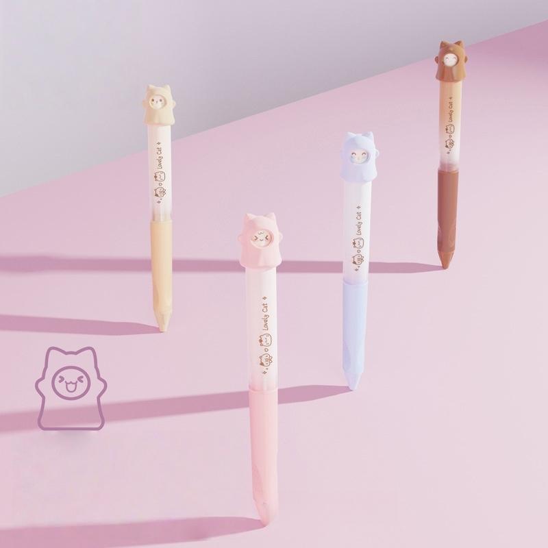 1 db Iskolai Írószer Kreatív Macska Forgó Zselés Toll 0,5 mm Fekete Írótoll Forgatással minták cserélhetők Irodaszerek Kis Ajándék