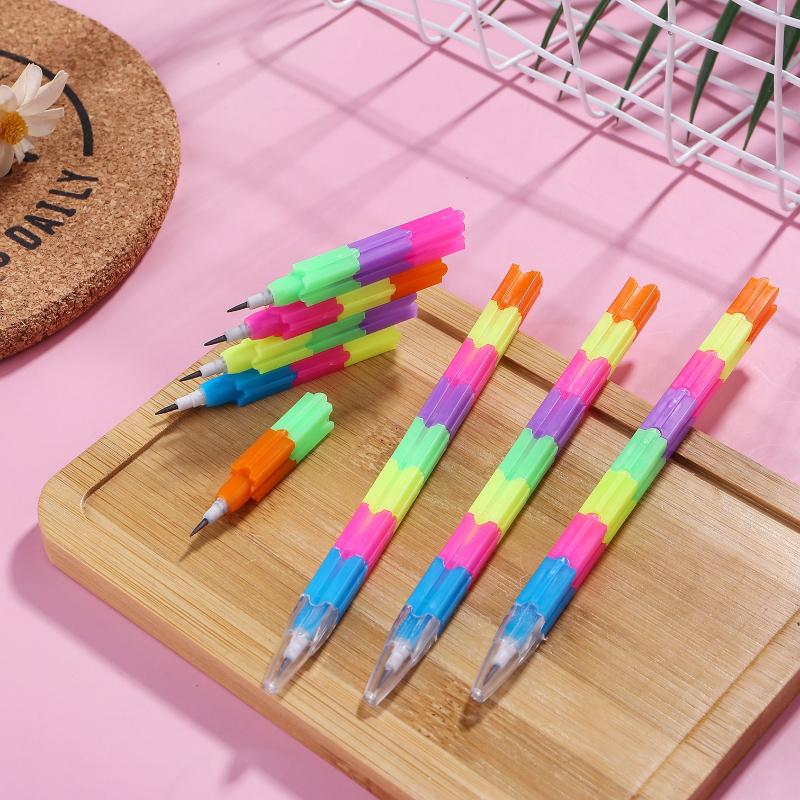 Gift Creative Rainbow Multifunctional Building Block Changing and Deformable 8 Section Pencil Student Prize Stationery Wholesale