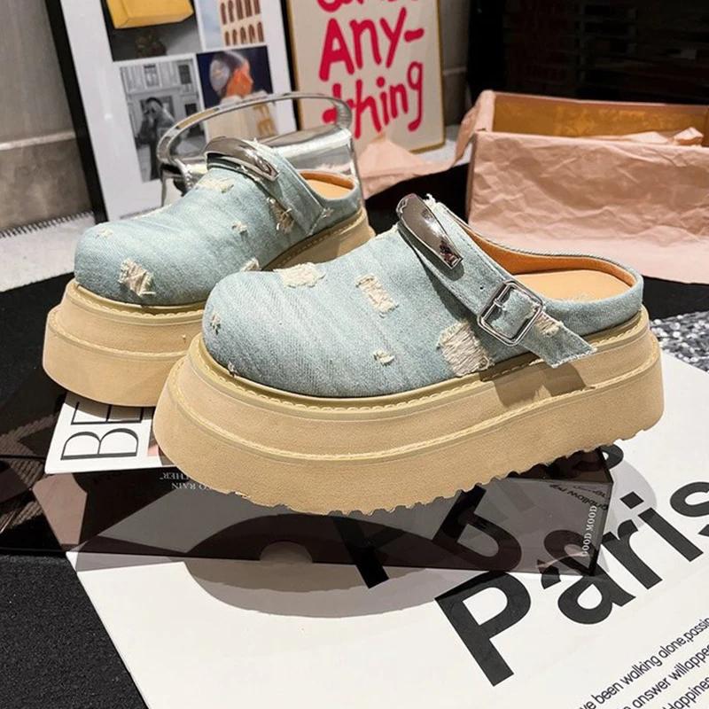 Fashion Flats Women Slippers Platform Slingback Mules Shoes Fashion Woman Sandals Summer 2025 Designer Flip Flops Dress Zapatos De Mujer