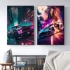 Modern Cars Vintage Sport Neon Car Gold Night Painting and Prints Canvas Poster Wall Art Pictures for Living Room Decor Cuadros