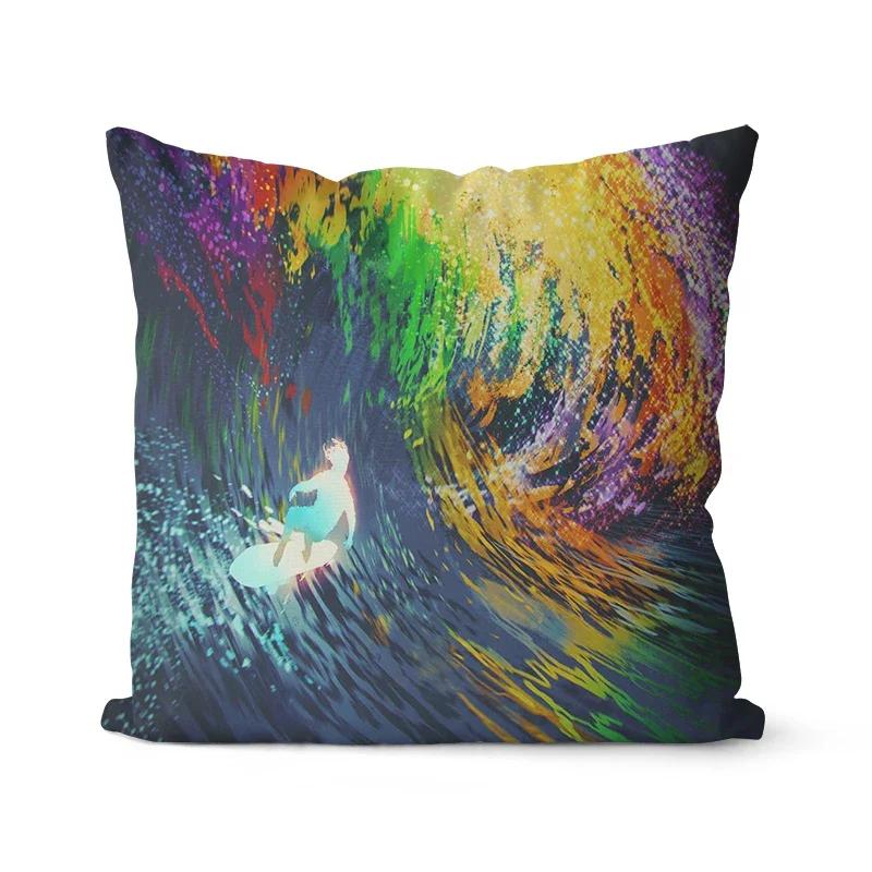 Color Intrigue Dragon Boat Balloon Printed Soft Square Pillowslip Polyester Cushion Cover Pillowcase Living Room Home Decor