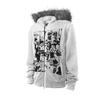 2KWEIRD Faux Coats Women Graphic Jacket with Hooded Fleece Fur Hoodie Edgy American Retro Street Style and Y2K Fashion Top