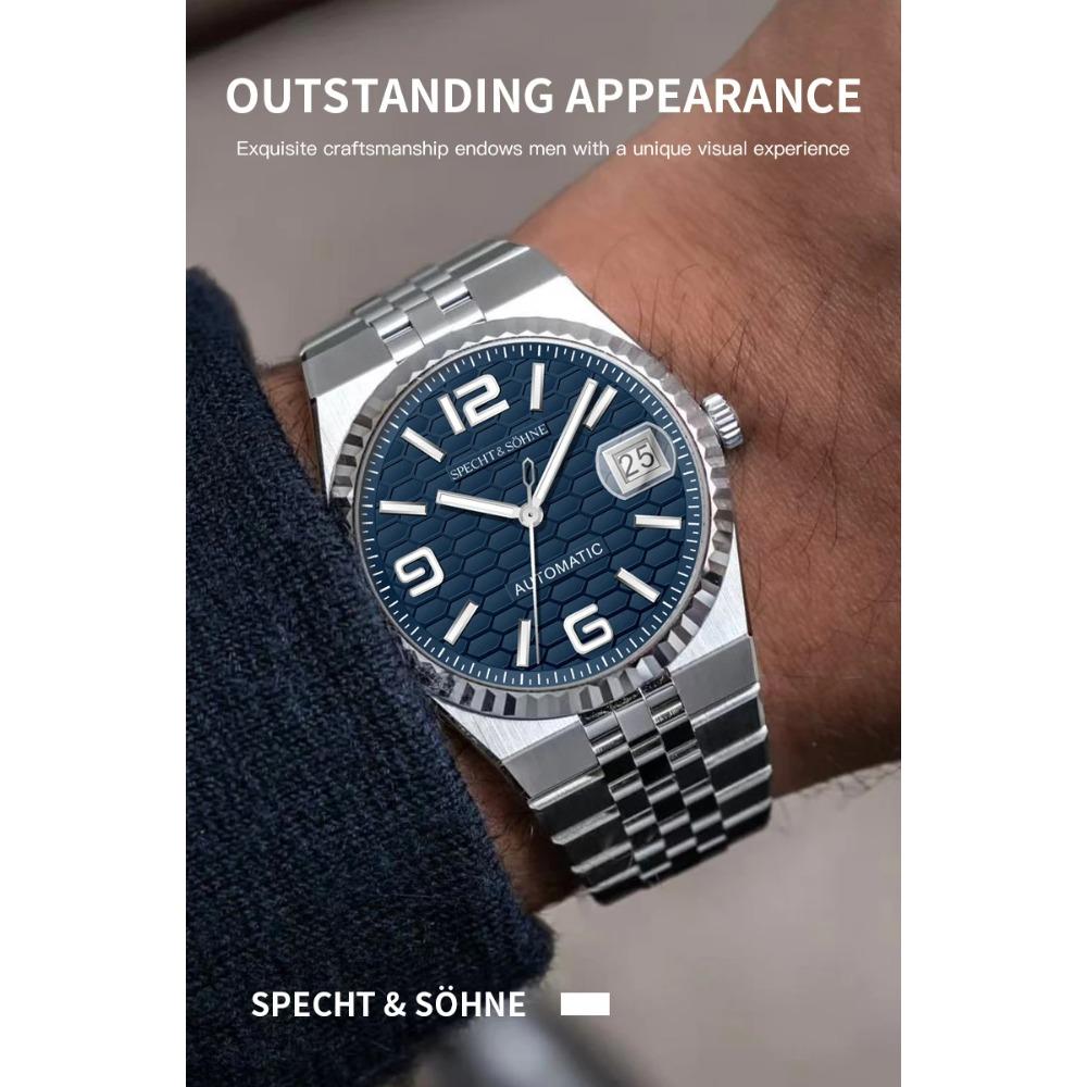 Specht & Söhne New Mens Watches Miyota 8215 Automatic Mechanical Wristwatches Stainless Steel Watch Relogio Masculino 37MM