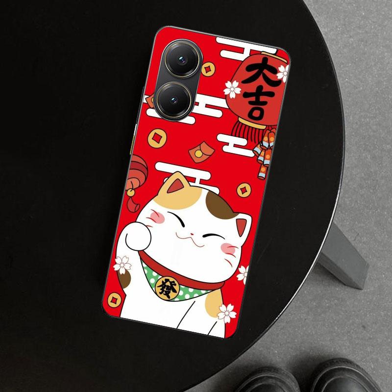 Lucky Cat Maneki Neko Japanese Phone Case Cover for Xiaomi Poco X6 X5 X7 Pro F7 Ultra Redmi 15C 15 13C 13 12C 12 10C 10 10A 9C 9