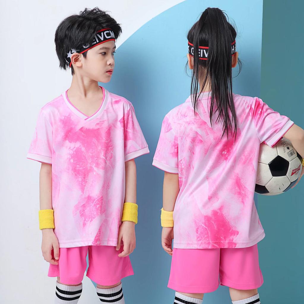 Spot 2026 Children's Football Jersey Set Men's Printed Football Jersey Primary School Students Game Training Jersey Short Sleeve Summer