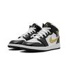 New Jordan 1 Mid Patent Black White Gold GS BQ6931-007