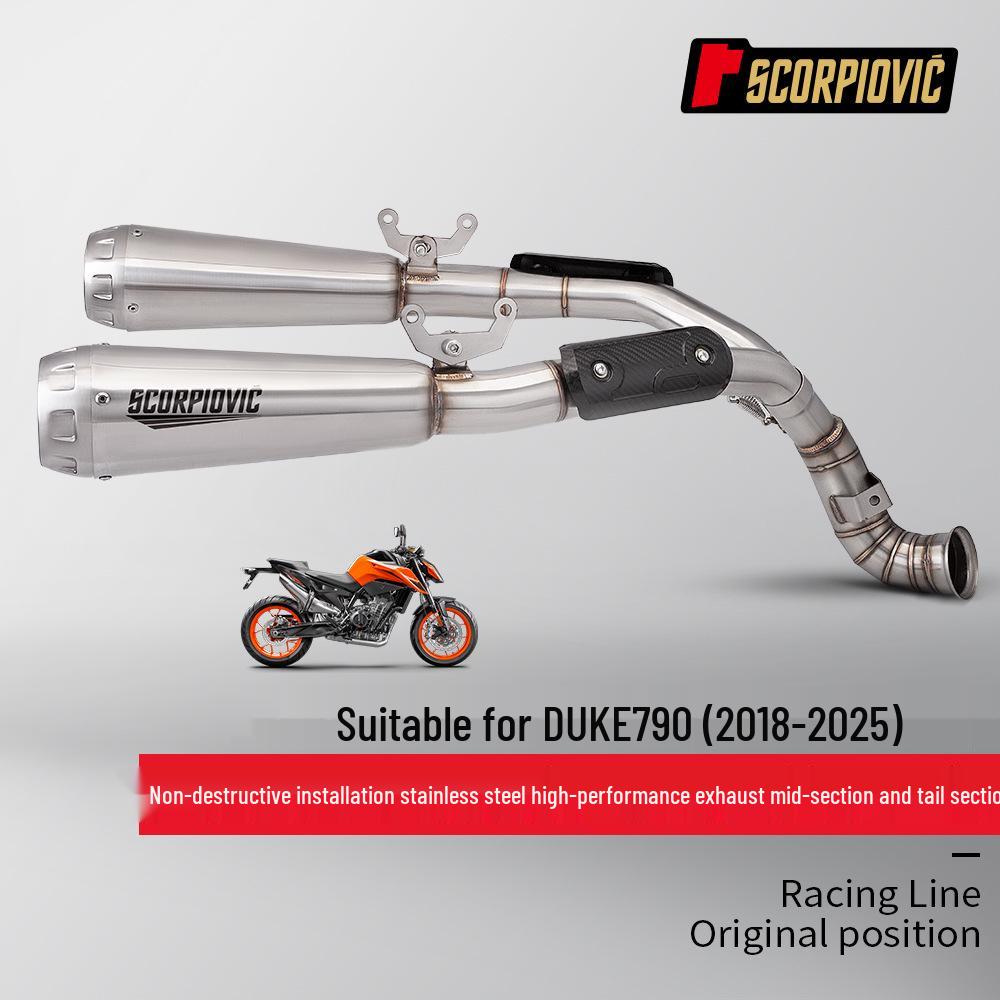 Stainless Steel Rear Muffler Mid-Pipe for Duke 790 (2018-2025)