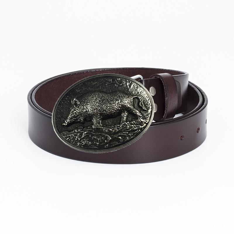 Men's Retro Cowhide Belt with Smooth Buckle - Korean Style, Trendy and Simple Wide Waistband.