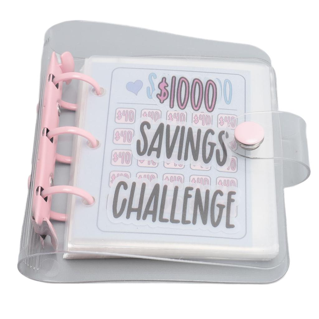 1000 Savings Challenge Binder Multipurpose PVC Reusable Mini Budget Binder with Sticker for Money