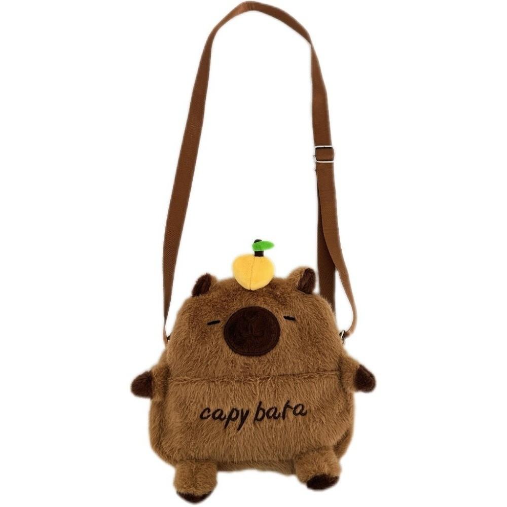 Cute Cartoon Capybara Crossbody Phone Bag Large Capacity Zipper Shoulder Bag with Adjustable Strap Kids Storage Bag