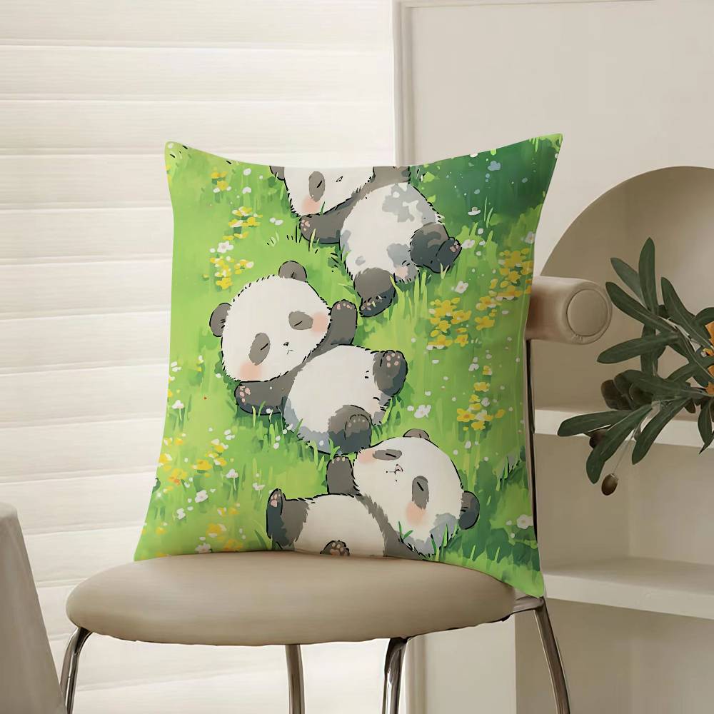 Cartoon Panda Cute Animals Pillow Case Comfort Sofa Bed Silky elegant Invisible zipper Decorative cushion cover