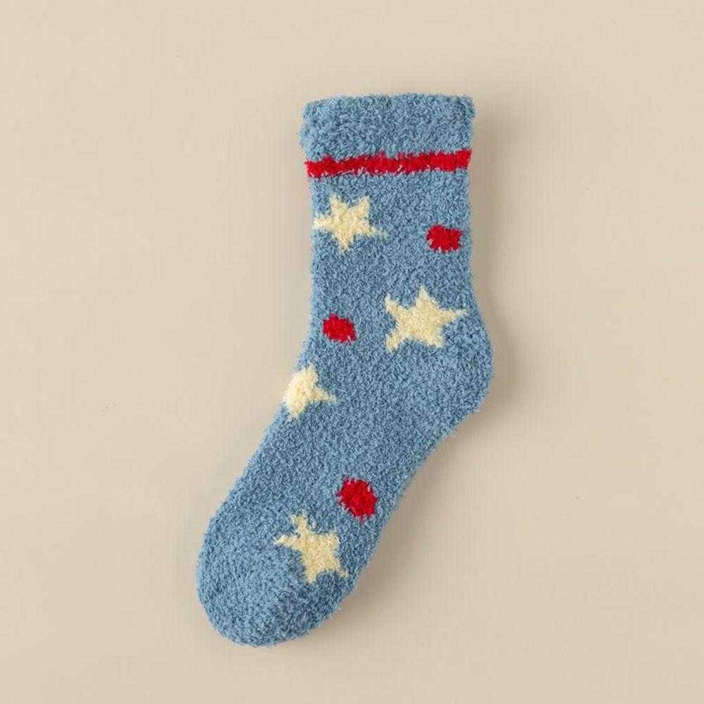 Warm Cotton Socks Winter Floor Socks Sleep Socks Coral Velvet Socks  Women