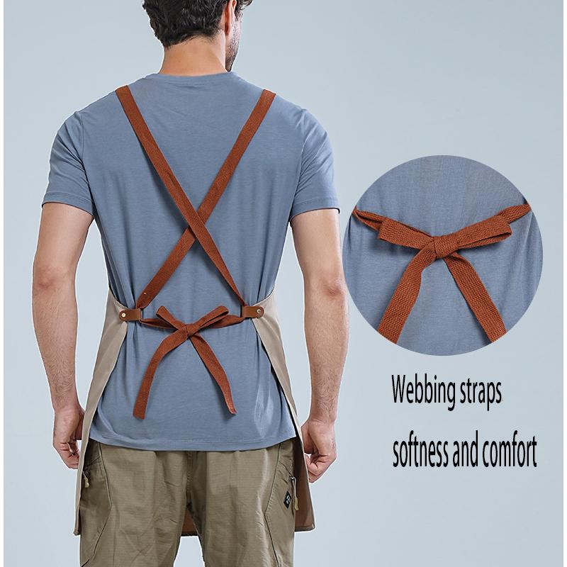 Kitchen Apron Waterproof Cross Adjustable Webbing Restaurant Bar Barbershop Work Apron