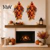 Thanksgiving Door Decor Fall Sunflower Swags Wreath, Maple Leaves And Berries Hanging Artificial Garland Autumn Seasonal Farmhouse Front Ornament for