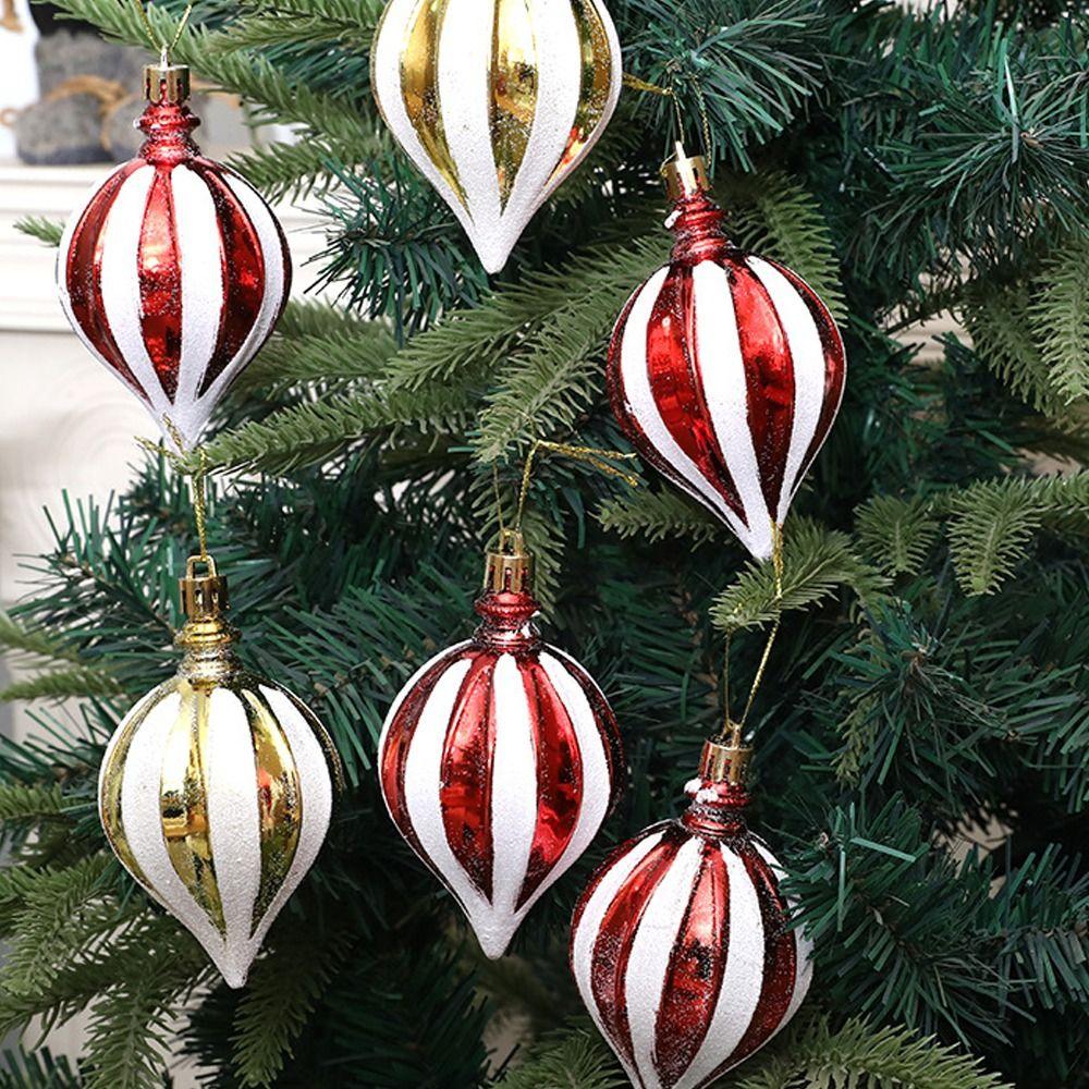 6pcs Plastic Painted Christmas Balls Set Mini Merry Christmas Tree Decor  Hotel Office Decor
