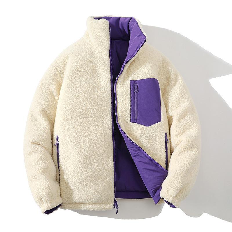 [Beidseitig tragbar] Winter Neu Japanisch Beidseitig tragbar Lammwolle Baumwollgepolsterte Kleidung, Jugend Outdoor Baumwollgepolsterte Jacken