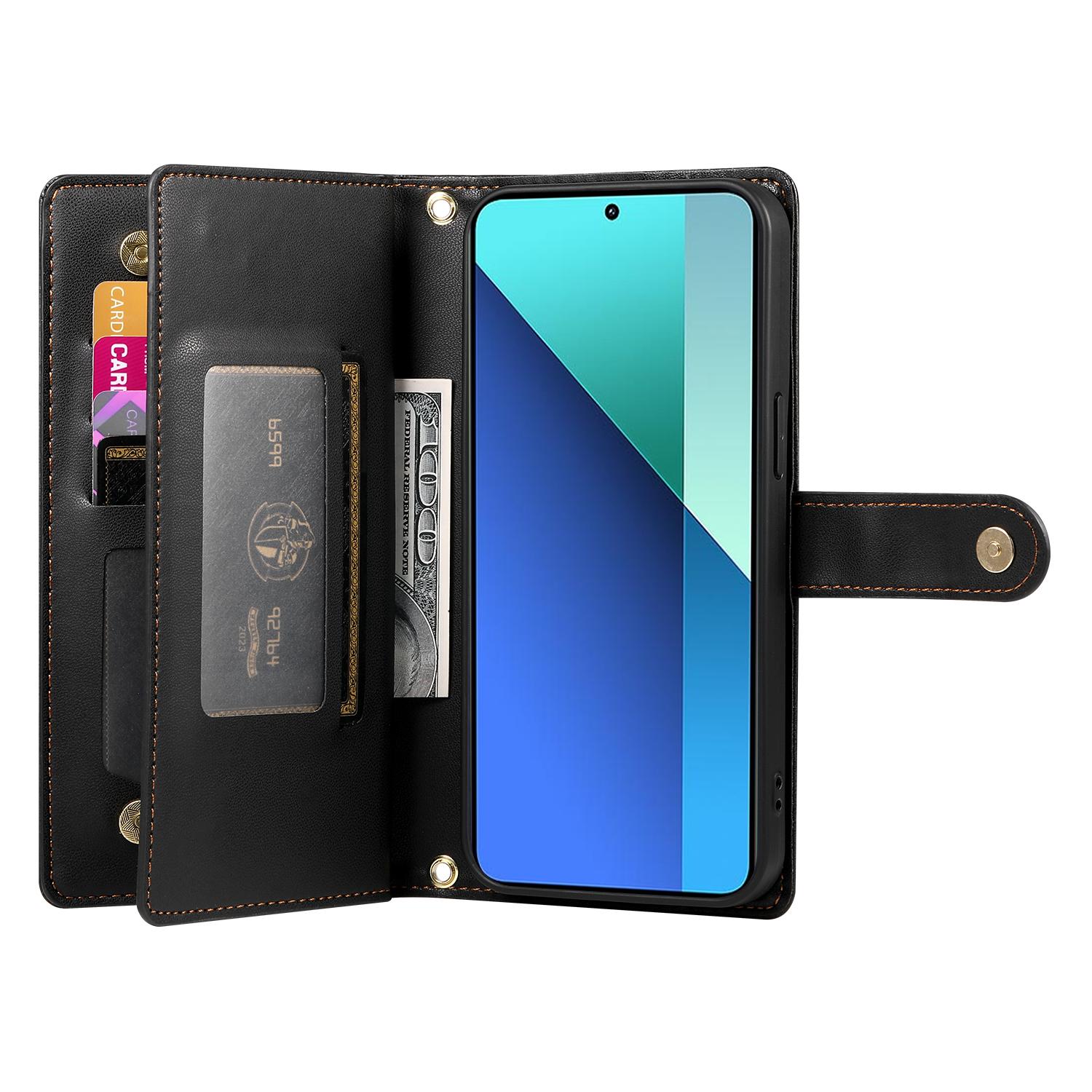 

DF-011 For Xiaomi 15 Ultra Case Zipper Pocket Wallet Leather Phone Cover with Straps Pink