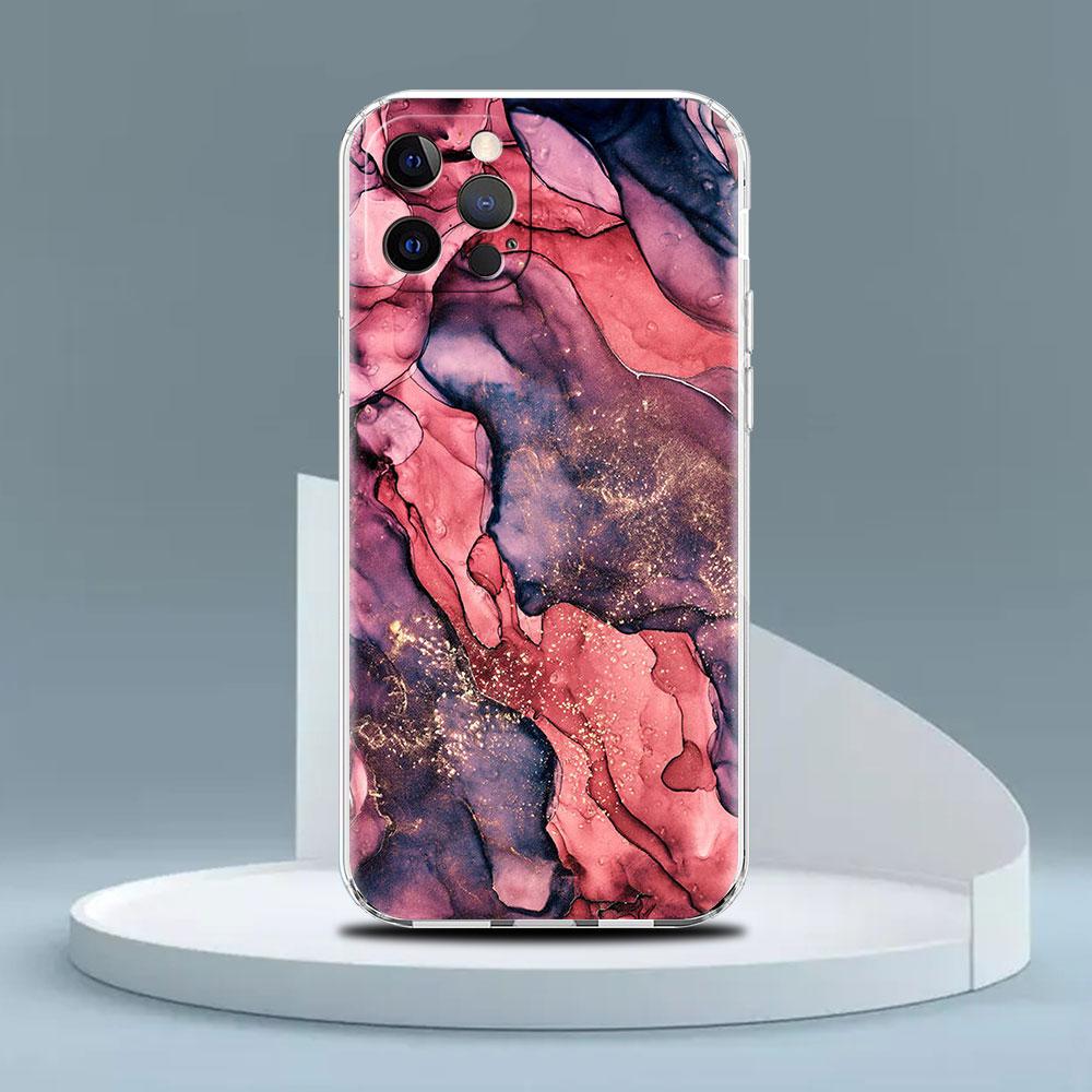 Clear Case For Apple iPhone 13 Pro 11 14 12  7 8 Plus SE 2022 XR X XS Max 6 6S Silicone Phone Cover Marble Pattern