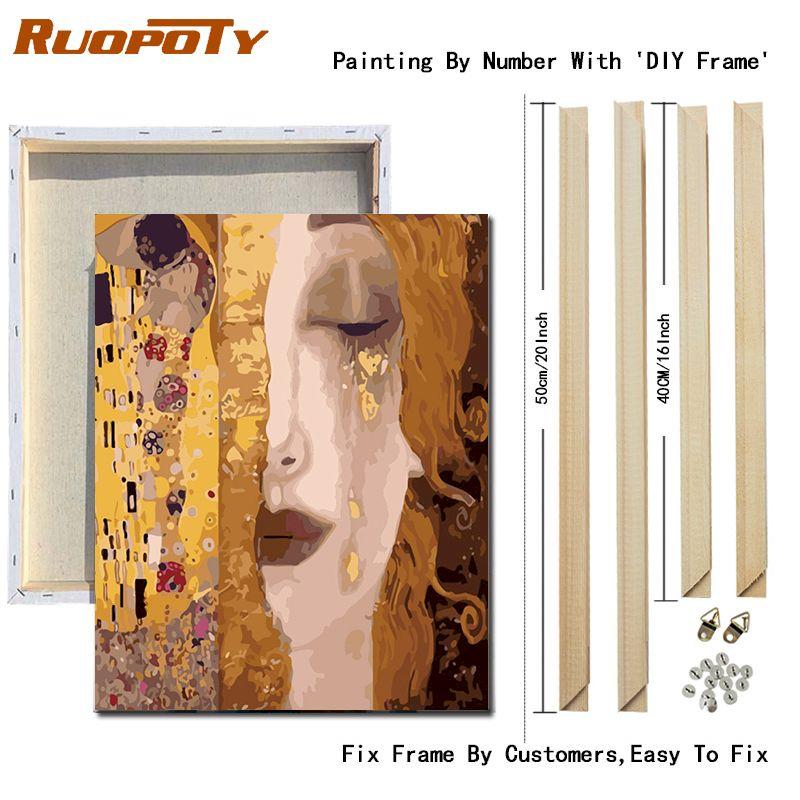 RUOPOTY Modern Women Painting By Numbers Kits For Adults Hand Painted Figure Picture Canvas Painting For Home Decoration 40x50cm