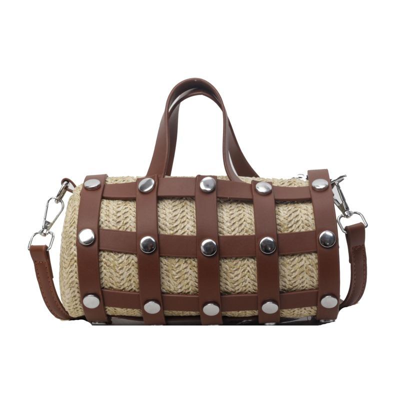 Today's popular woven hollow pillow bag trend rivet fashion casual portable messenger women's bag shoulder bag