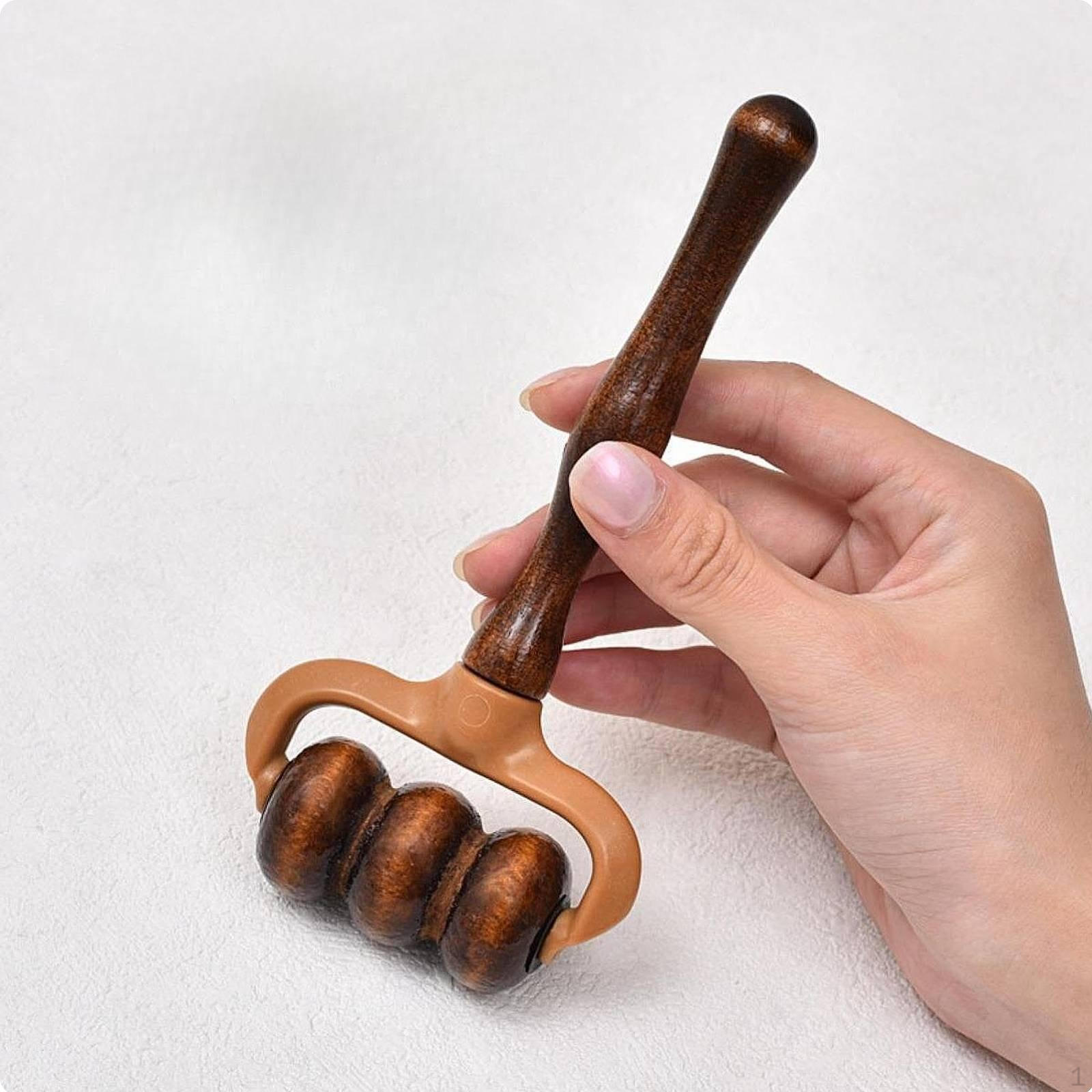 Wooden Roller Muscle Relaxation Massage Portable Handheld for Travel, Office