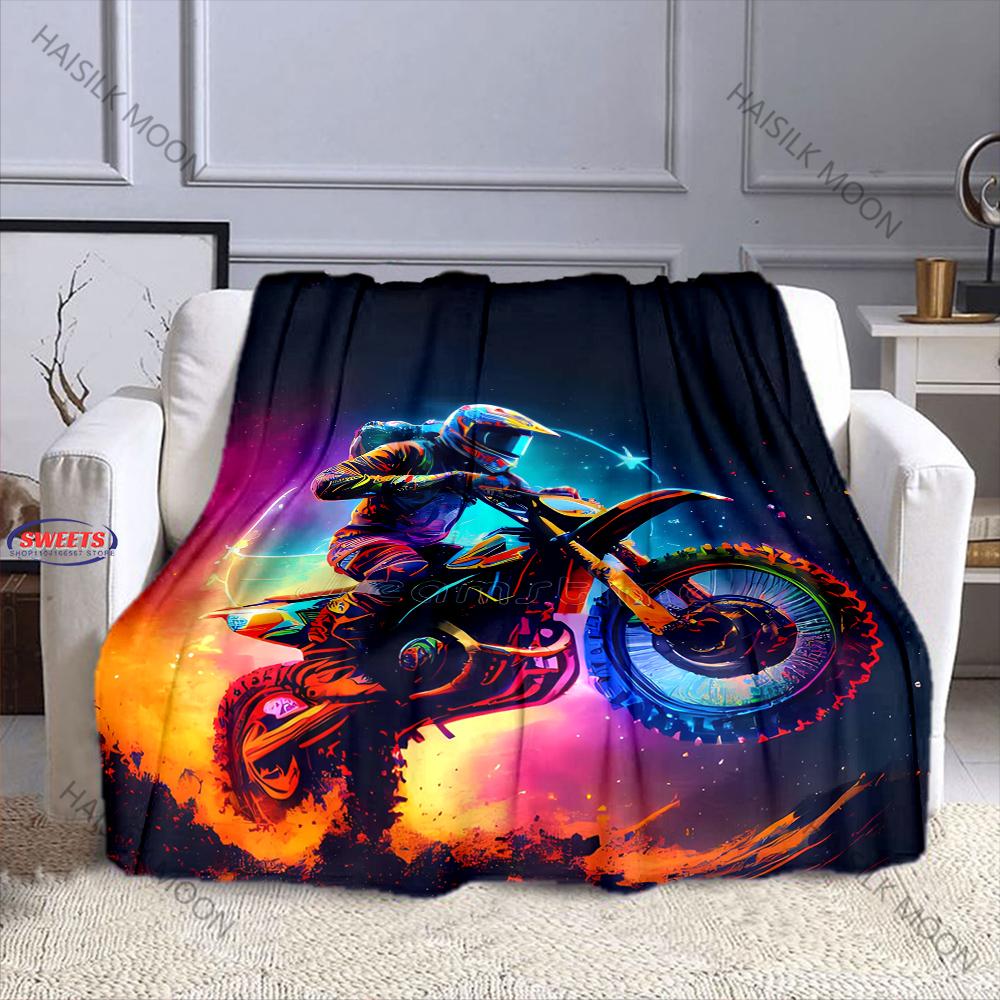 Motorcycle Lovers Gifts Multi Size Blanket for Boys Soft Warm Blanket for Couch Bed Office Surprise Gift for Husband and Son