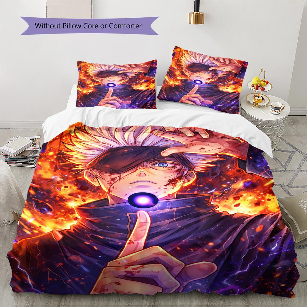 Satoru Gojo Pattern Bedding Quilt Set  Home Decoration  Gift (1 * duvet cover + 2 * pillowcase  without core)