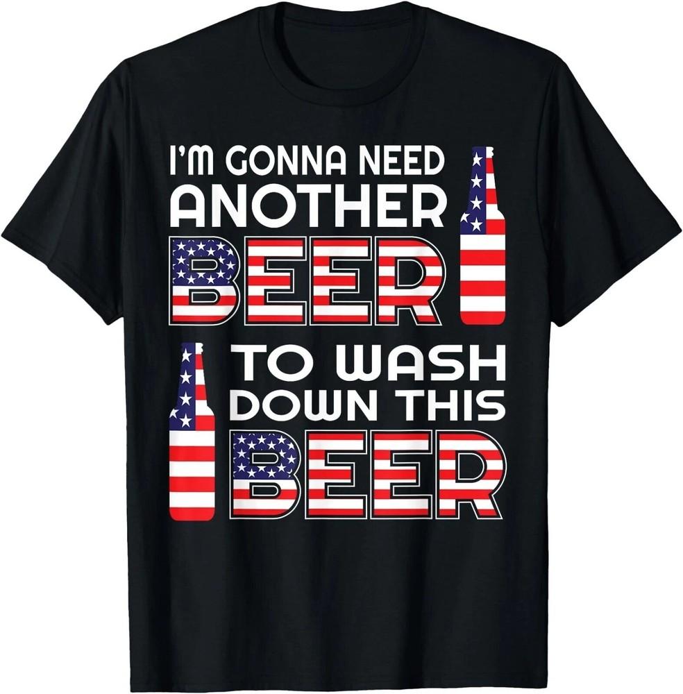 Funny Beer Drinking USA Flag 4th of July T-Shirt Unisex T-Shirt L