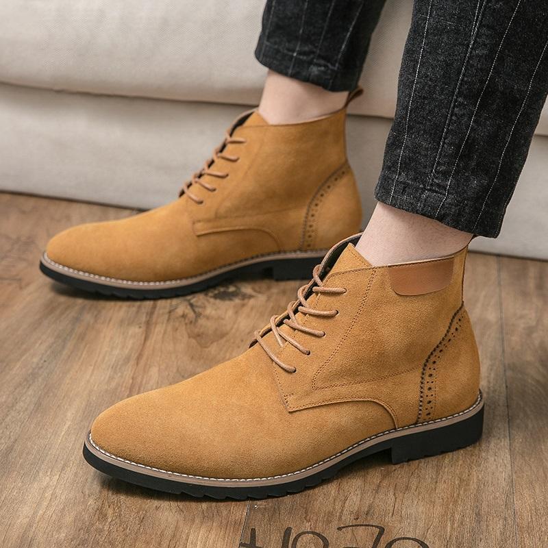High Tops New Winter Fashion Suede Leather Lace Up Ankle Boots Men's Casual Luxury Designer Shoes Zapatos Hombre