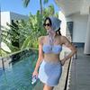 Korean Ins New Swimsuit Female Sexy Split High Waist Split Three-piece Set Neck Bikini Sweet Swimsuit
